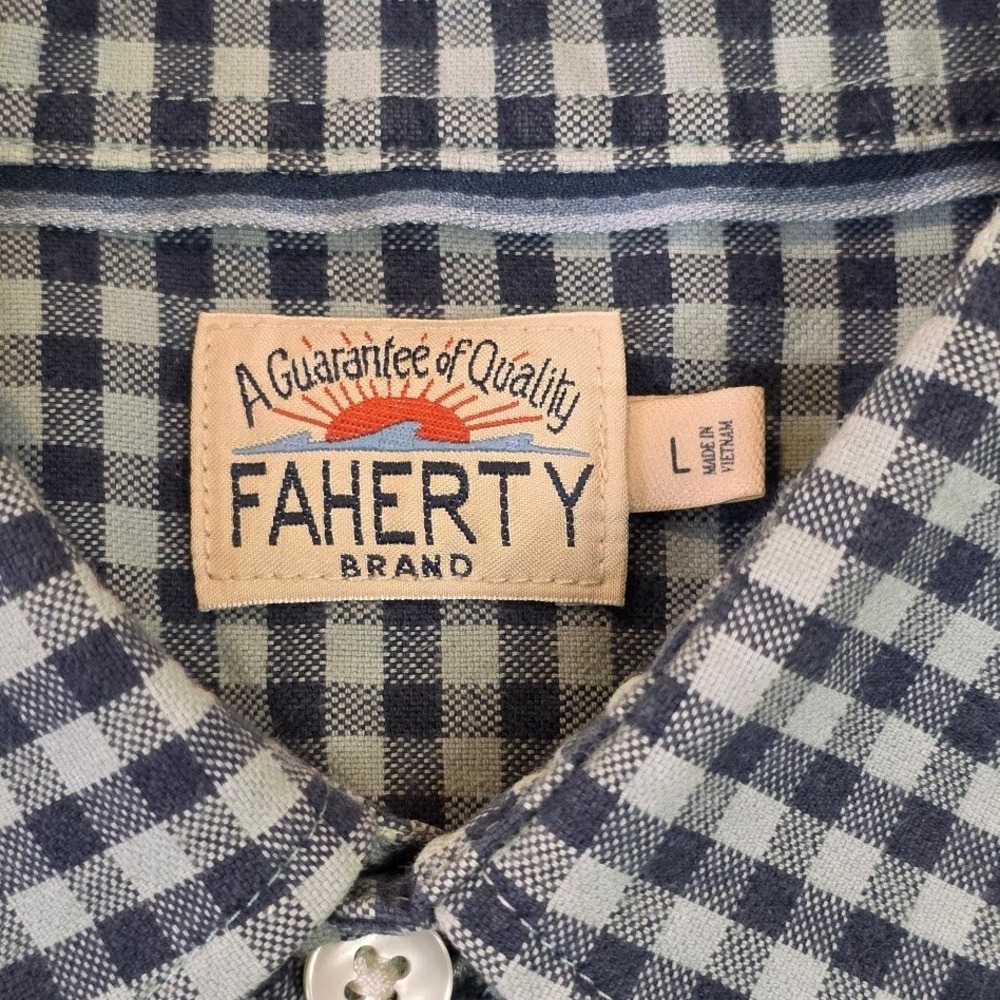 Faherty Men's L Stretch Oxford Button Down Shirt Blue Gingham Stretch MWS2301 - Picture 4 of 9